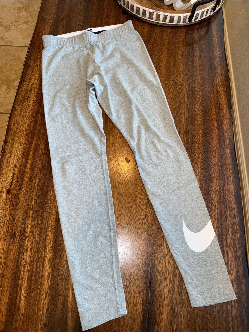 Nike Light Gray Leggings with White Swoosh